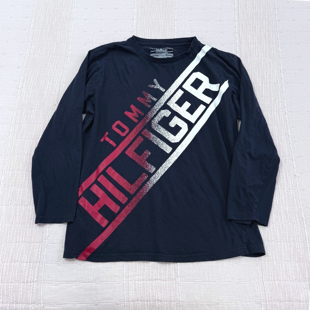 Tommy Hilfiger Long Sleeve T-Shirt Boys XL 20 Navy Graphic Logo TPFEB21F-405